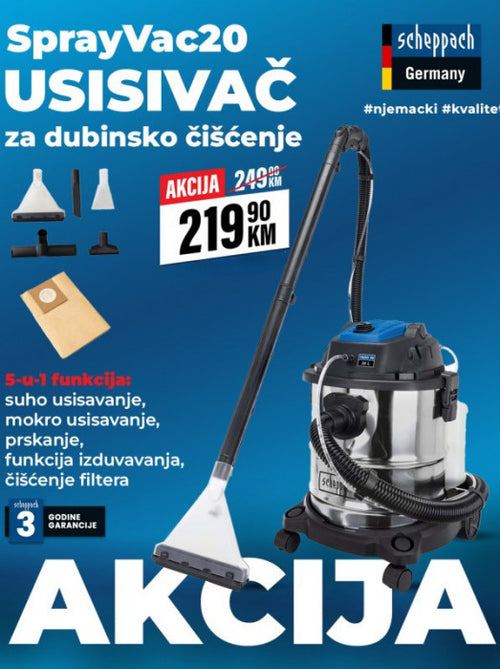 Scheppach usisivač za dubinsko čišćenje pranje SprayVac20