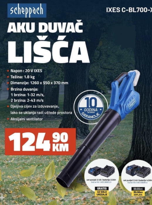Scheppach aku duvac lisca IXES C-BL700-X +GRATIS