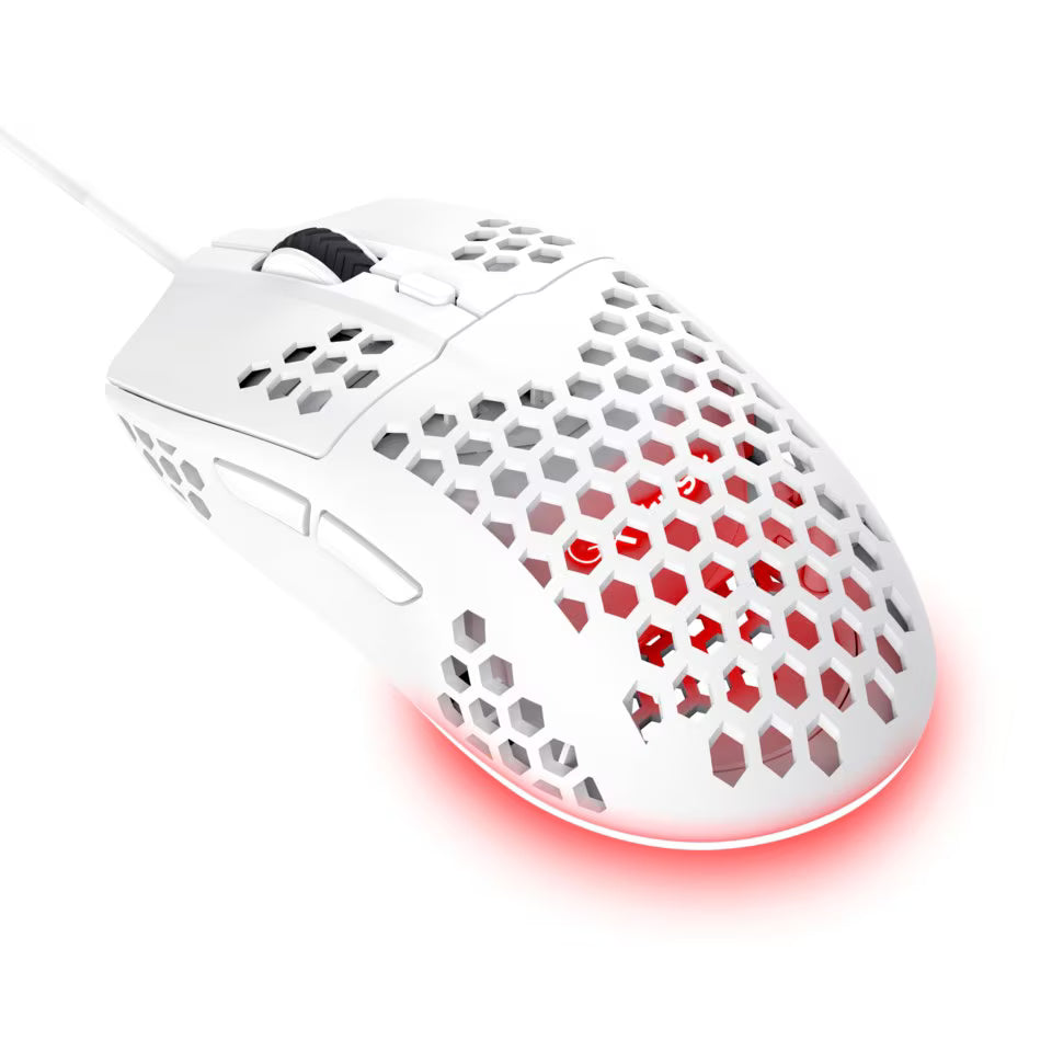 Trust GXT928 Helox RGB gaming miš, ultra lagan, 6400 dpi, žičani, bijeli