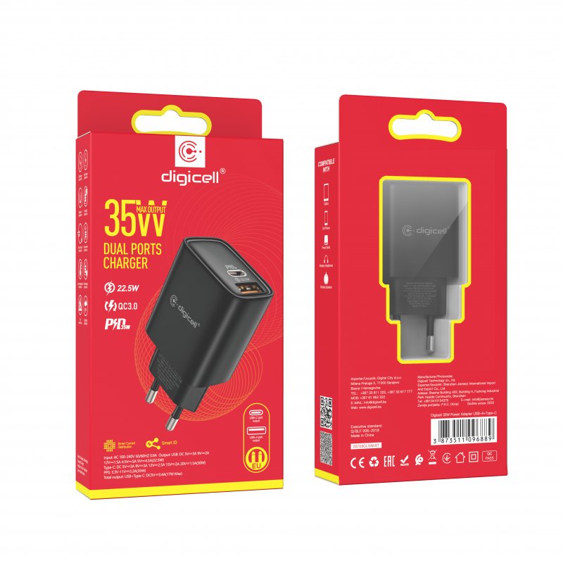 Adapter 35W Digicell Type-A + Type-C - MAXcom