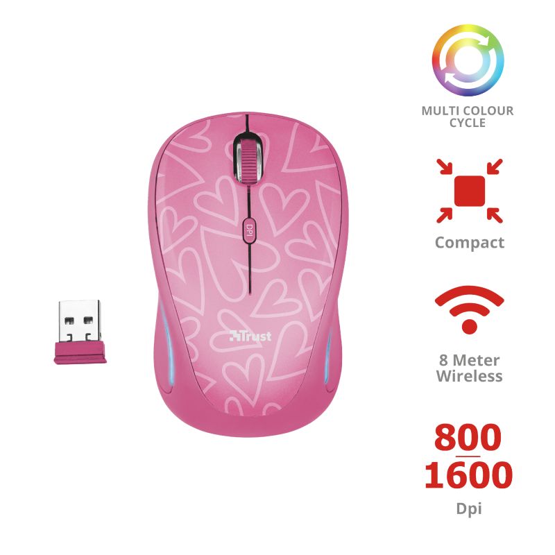 Wireless miš Trust YVI FX Pink