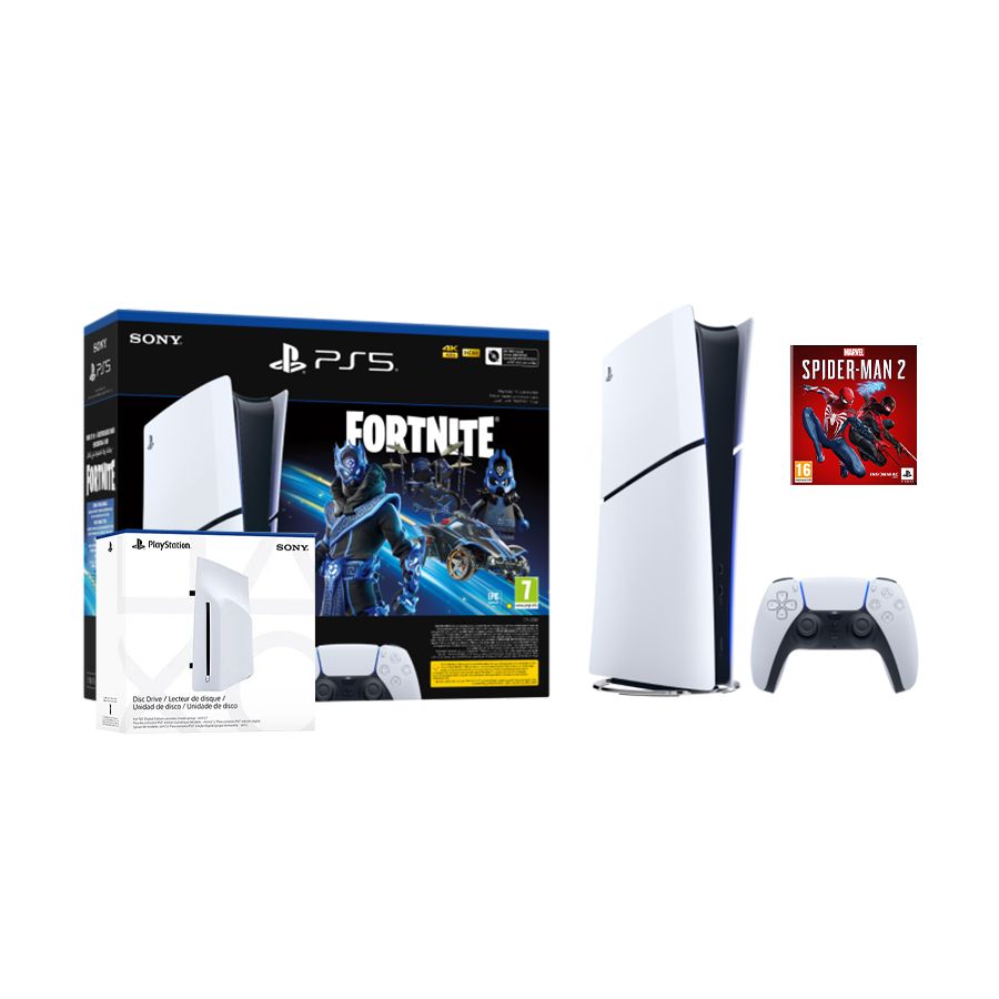 PlayStation 5 Slim Digital Edition D chassis+Playstation Disc drive+ +Fortnite VCH+Marvel